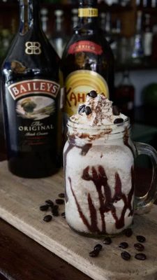 glass of ice cream bathed in kahlua, Baileys, rum, and espresso.